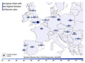 European cities with the highest number of remote jobs